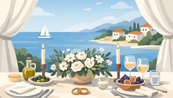 Schönste Tischdekorationen mediterraner Hochzeit