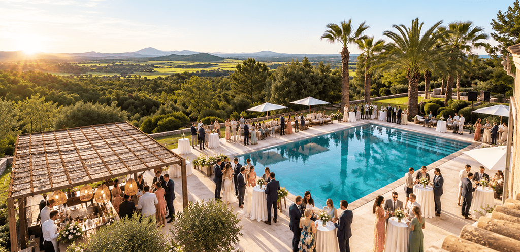 Wedding guests at a wedding finca in Mallorca