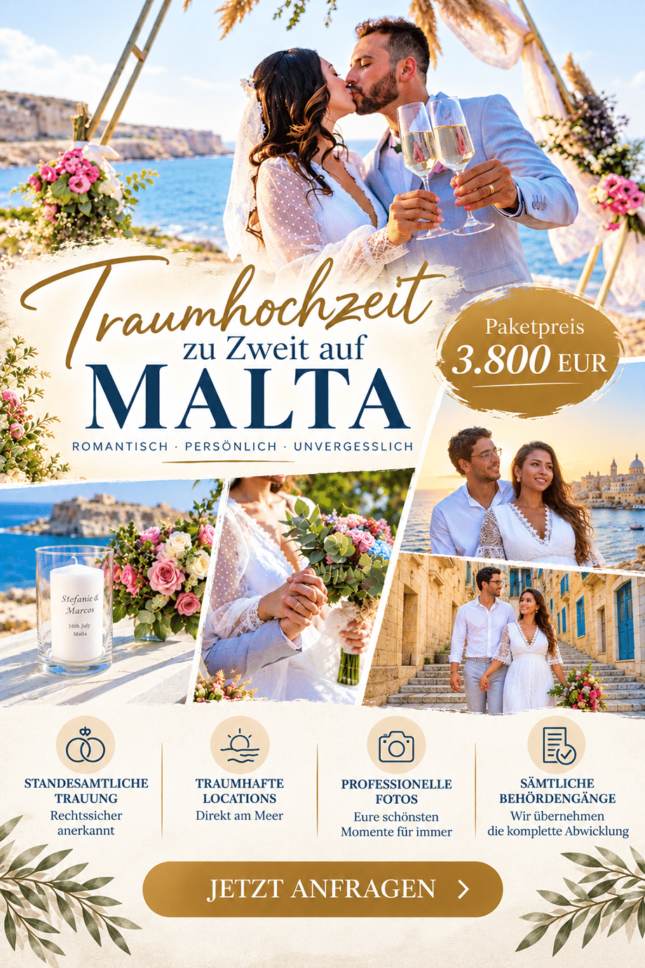 Paket für eine standesamtliche Hochzeit auf Malta